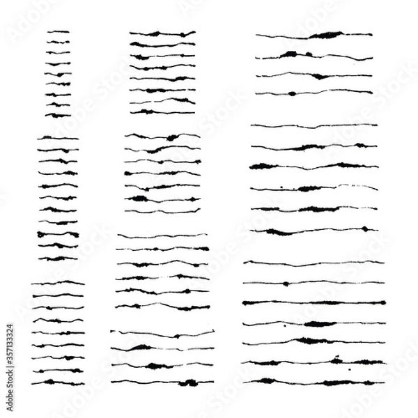Obraz Vector set of seventy one hand created ink puddled art brushes. Easy to use. There are all of them on brushes panel. Clipping paths included.