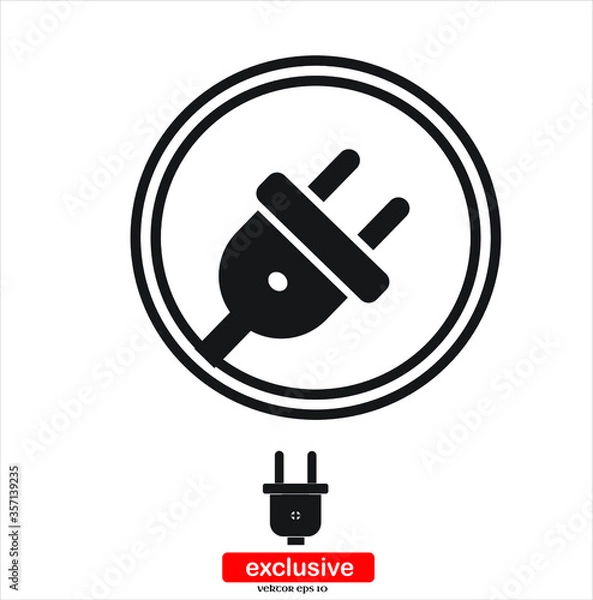 Obraz Power energy symbol . icon.Flat design style vector illustration for graphic and web design.	
