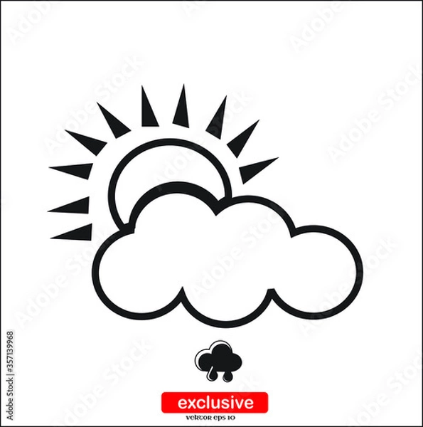 Obraz cloud with rain weather  icon.Flat design style vector illustration for graphic and web design.	

