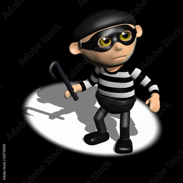 Obraz 3d Burglar is in the spotlight