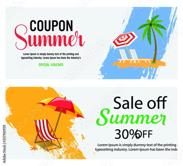 Fototapeta summer coupon banner with text can change, design by global stock image dot com