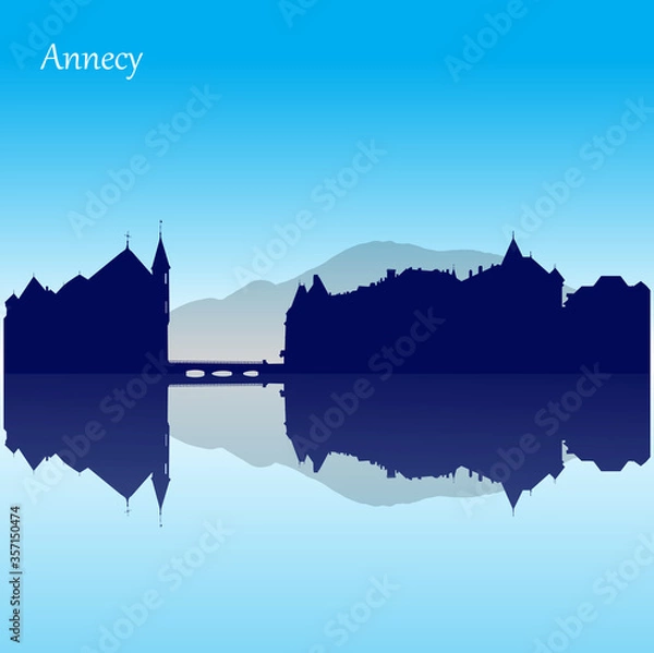 Obraz Vector silhouette skyline of Annecy - France