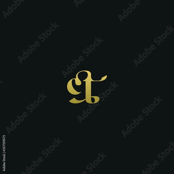 Fototapeta Creative modern elegant trendy unique artistic ribbon CT TC T C initial based letter icon logo.