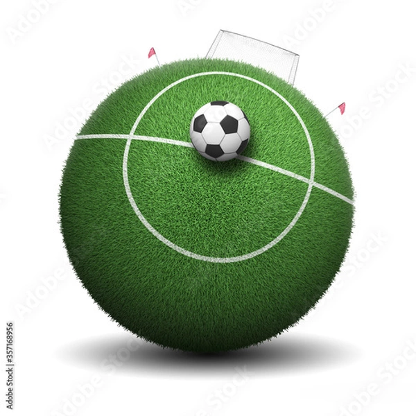 Fototapeta Soccer ball and grass, 3d render