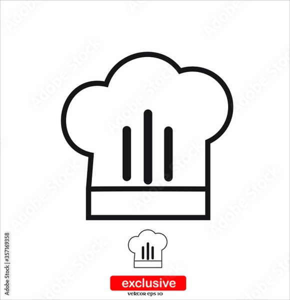 Fototapeta Chef cap icon.Flat design style vector illustration for graphic and web design.