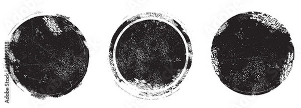 Obraz Zestaw pieczęć koło grunge. Okrągły wektor na białym tle. Wektor czarny znaczek. Kolekcja grunge odznaka, pieczęć, atrament i szablon projektu pieczęci. Okrągły grunge ręcznie rysowane kształt koła, wektor