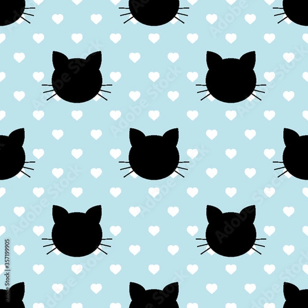 Obraz Seamless Pattern Cats.  cartoon cat background. Good for  wallpaper, design for fabric and decor. 