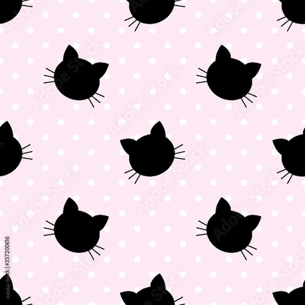 Fototapeta Cat Seamless Pattern.  cartoon cats background. Good for  wallpaper, design for fabric and decor. 