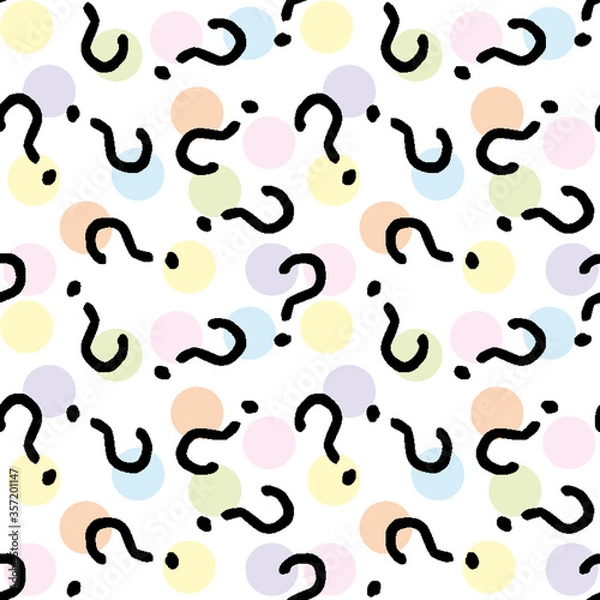 Fototapeta Question marks seamless pattern . question hand drawn background. 