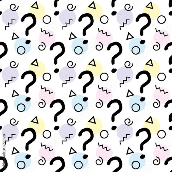 Fototapeta Question marks seamless pattern . question hand drawn background. 