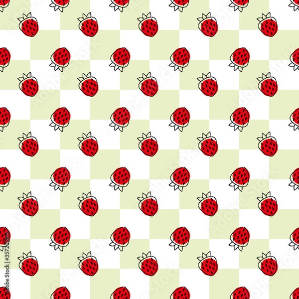 Fototapeta strawberry Seamless pattern. cartoon strawberry  background. Good for wallpaper, design for fabric and decor.