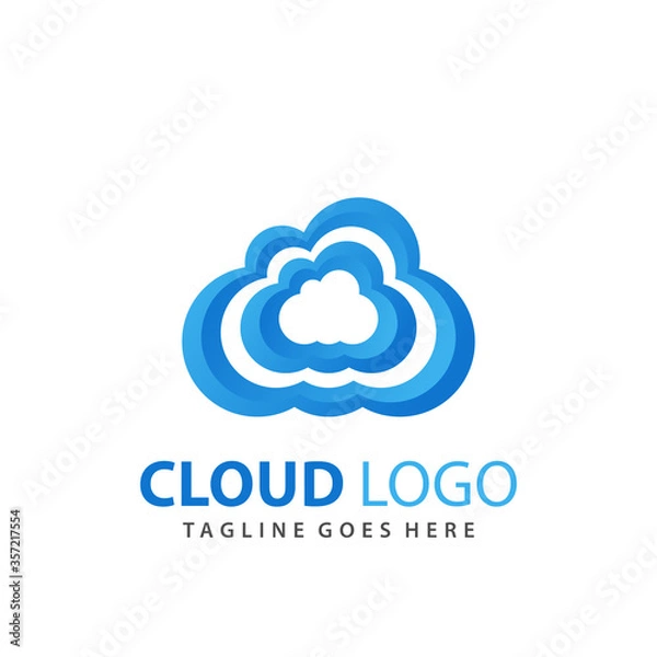 Fototapeta Abstract Gradient 3D Cloud Stock Logo Design Premium Vector Illustration
