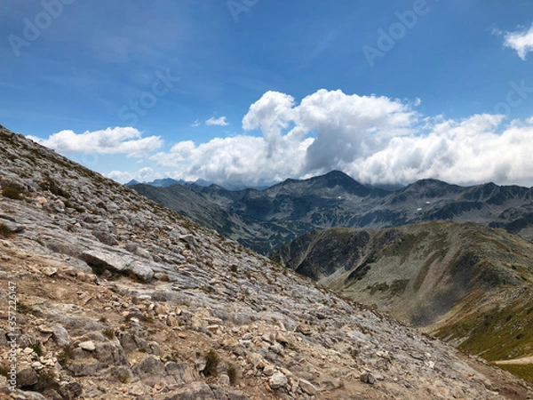 Fototapeta Hiking Vihren, the highest peak of Pirin mountains in Bulgaria