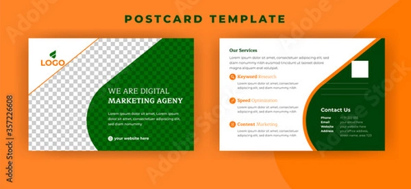 Obraz Creative Postcard Design Template With Orange Color
