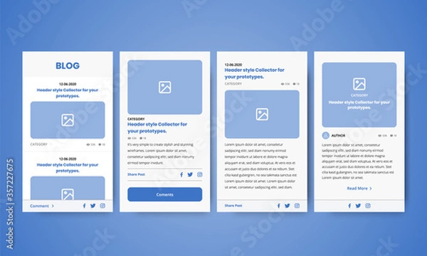 Obraz Blog Application Wireframes UI Kit