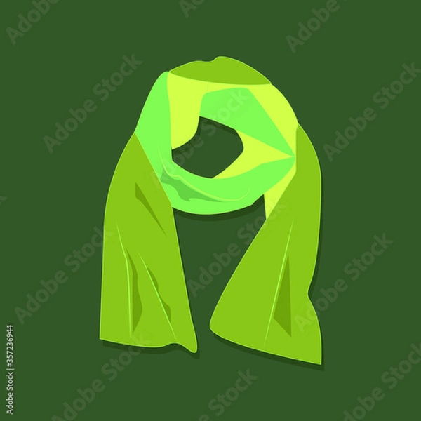 Fototapeta Warm autumn scarf on a green background