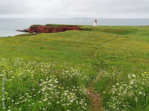 Fototapeta Cape Alright lighthouse on Magdalen Islands, Quebec