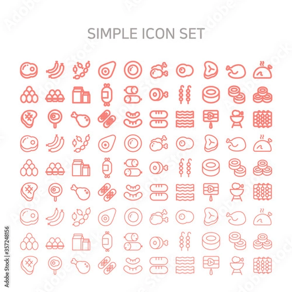 Obraz Simple icons about meat types and meat cooking.
