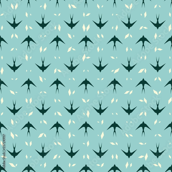 Fototapeta Swallow seamless pattern. Birds texture.