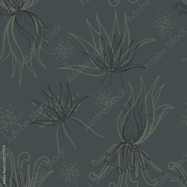Obraz seamless pattern wiht abstract flowers.