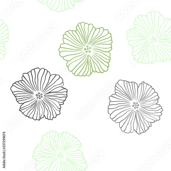 Fototapeta Light Green vector seamless elegant pattern with flowers.