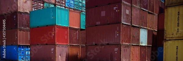 Obraz Stacked cargo containers