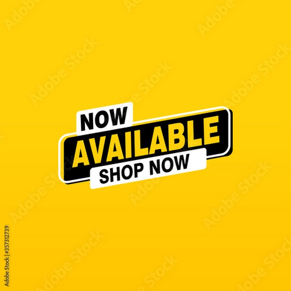 Fototapeta Available now label, badge, seal or burst flat vector icon for apps and websites