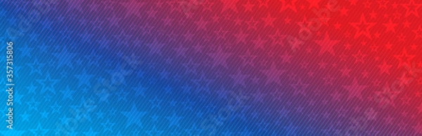 Obraz Baner internetowy z elementami amerykańskiej flagi narodowej, wiele gwiazdek. Ozdobny baner USA odpowiedni na tło, nagłówki, plakaty, karty, stronę internetową. Ilustracji wektorowych