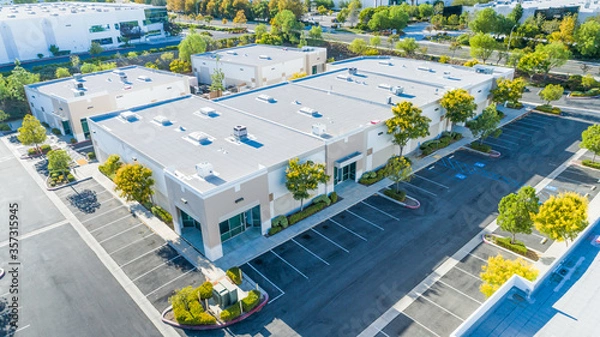 Fototapeta Aerial View Of Industrial Commerce Office Buildings