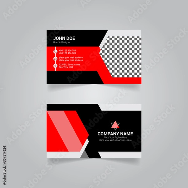 Fototapeta Modern creative and corporate business card template vector red and black with gray color.