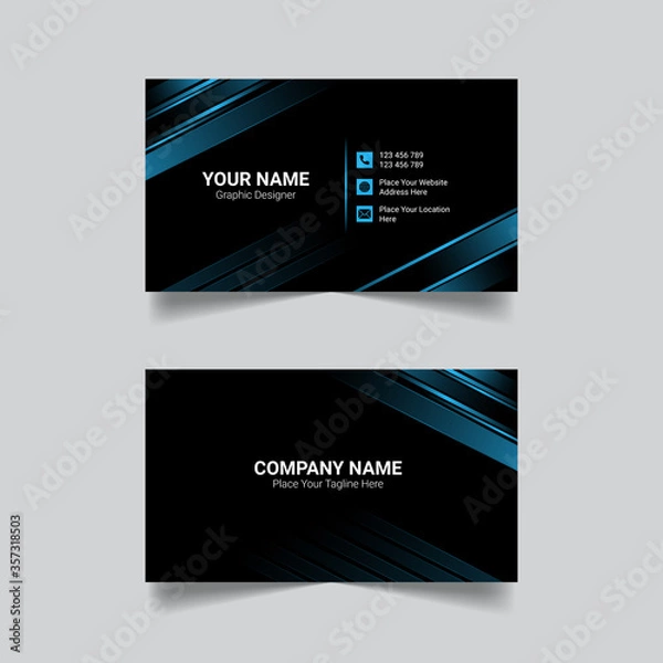 Obraz Modern luxury business card template with blue light gradient.