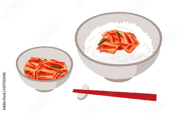 Obraz キムチとキムチごはんのイラスト