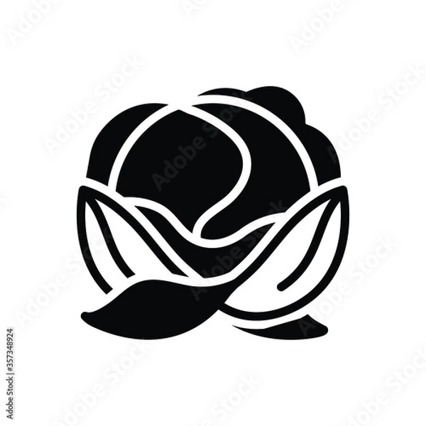 Fototapeta Black solid icon for cabbage