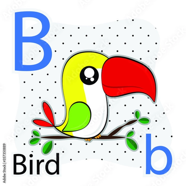 Fototapeta B-Bird. A-Z alphabet animal collection. learning and teaching materials. for the development of children. online learning.