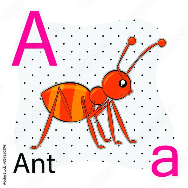 Fototapeta A-ant. A-Z alphabet animal collection. learning and teaching materials. for the development of children. online learning.