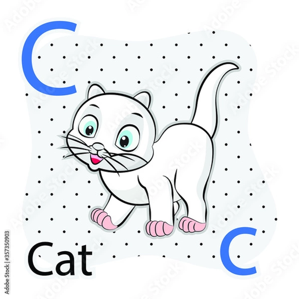 Fototapeta C-Cat. A-Z alphabet animal collection. learning and teaching materials. for the development of children. online learning.