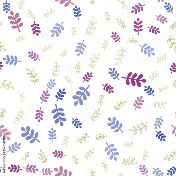 Fototapeta Dark Multicolor vector seamless doodle texture with leaves, branches.