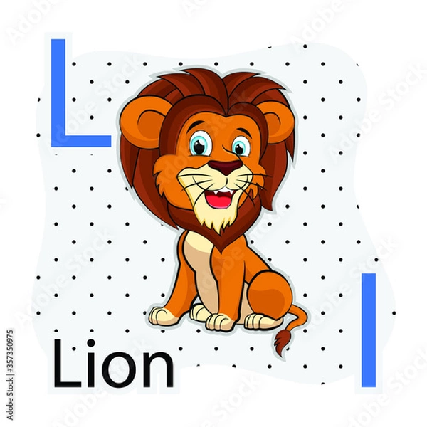 Fototapeta L-Lion. A-Z alphabet animal collection. learning and teaching materials. for the development of children. online learning.