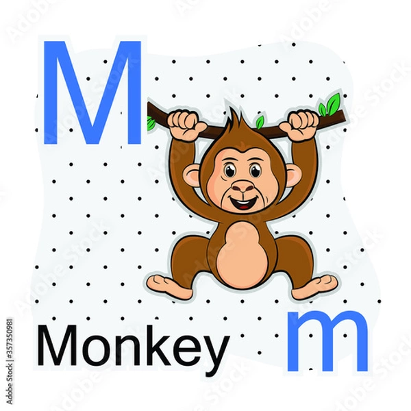 Fototapeta M-Monkey. A-Z alphabet animal collection. learning and teaching materials. for the development of children. online learning.