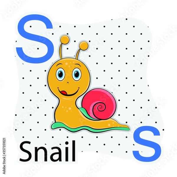Fototapeta S-Snail. A-Z alphabet animal collection. learning and teaching materials. for the development of children. online learning.