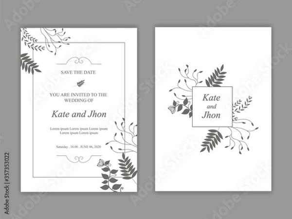 Fototapeta Ręcznie rysowane wektor szablon zaproszenia ślubne.