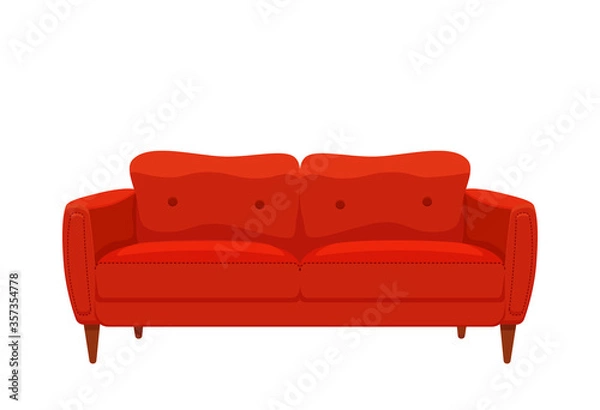 Obraz Sofa and couches red colorful cartoon illustration