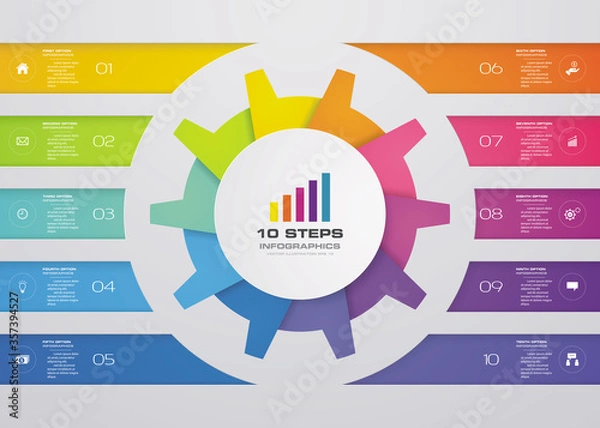 Fototapeta 10 steps simple&editable process chart infographics element. EPS 10.	