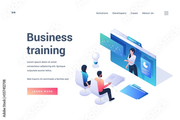 Fototapeta Banner for business training online via Internet resource