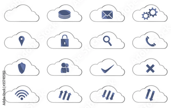 Obraz Cloud computing icons set. Isolated background.