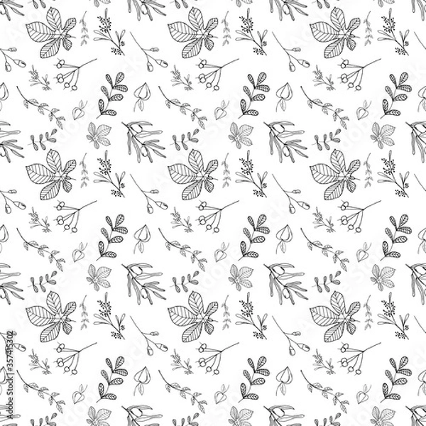 Obraz tropical leaves. berries seamless pattern