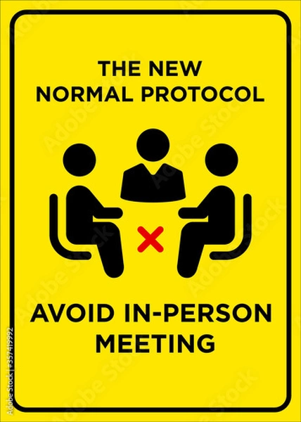 Fototapeta Vector Poster: The New Normal Protocol, Avoid in-person meeting