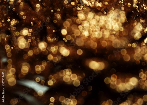 Fototapeta Golden and yellow blur bokeh background.