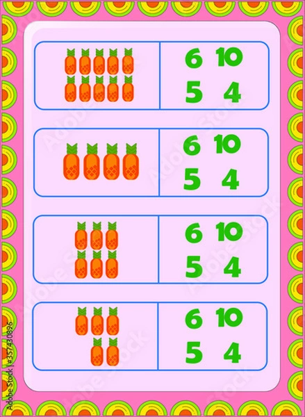 Fototapeta Preschool and toddler math counting fruit image design