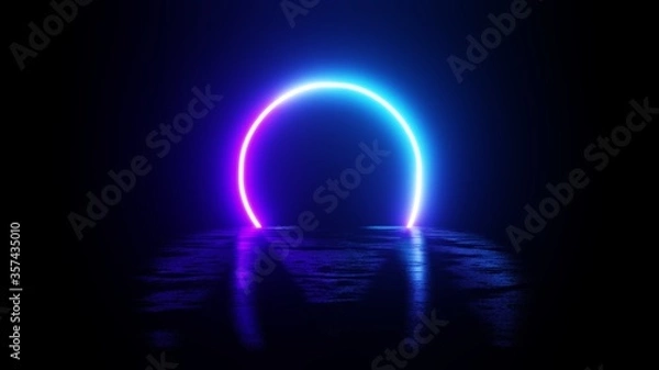 Fototapeta Neon Circle in the Dark - Abstract 3D rendering